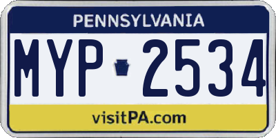PA license plate MYP2534