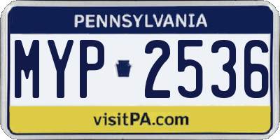 PA license plate MYP2536