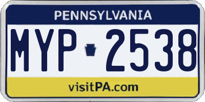PA license plate MYP2538