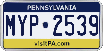 PA license plate MYP2539