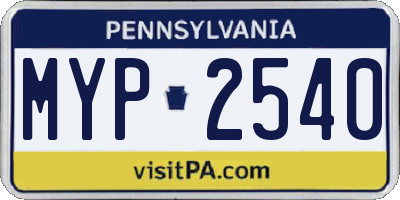 PA license plate MYP2540