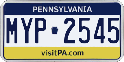 PA license plate MYP2545