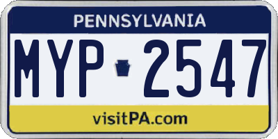 PA license plate MYP2547
