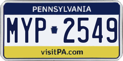 PA license plate MYP2549