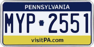 PA license plate MYP2551