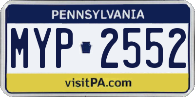PA license plate MYP2552