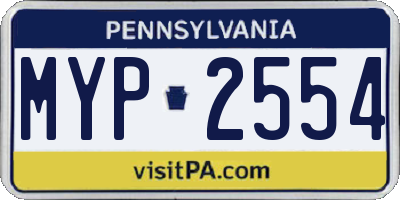 PA license plate MYP2554