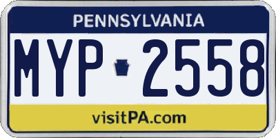PA license plate MYP2558