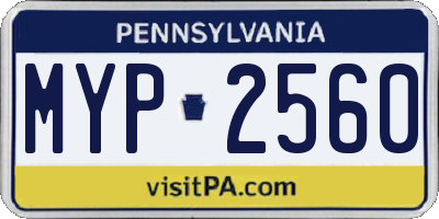 PA license plate MYP2560