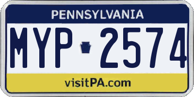 PA license plate MYP2574