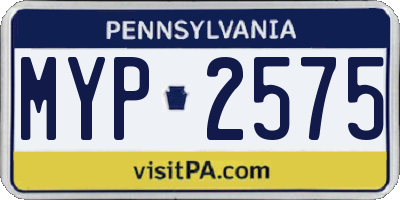 PA license plate MYP2575