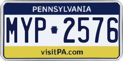 PA license plate MYP2576