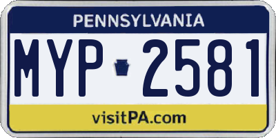 PA license plate MYP2581