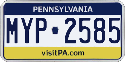 PA license plate MYP2585