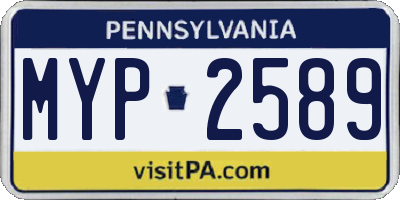 PA license plate MYP2589