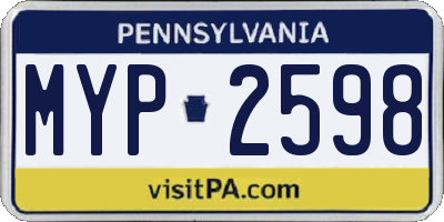 PA license plate MYP2598