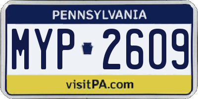 PA license plate MYP2609
