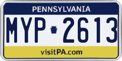 PA license plate MYP2613