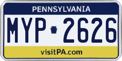 PA license plate MYP2626