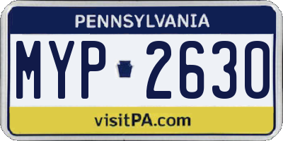 PA license plate MYP2630