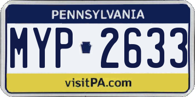 PA license plate MYP2633