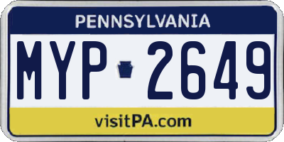 PA license plate MYP2649