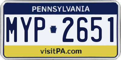 PA license plate MYP2651