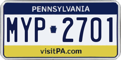PA license plate MYP2701