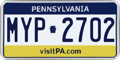 PA license plate MYP2702