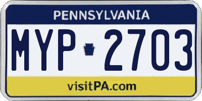 PA license plate MYP2703