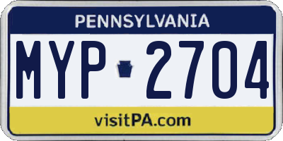 PA license plate MYP2704
