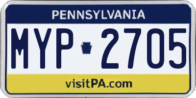 PA license plate MYP2705