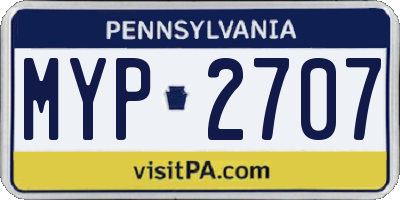 PA license plate MYP2707