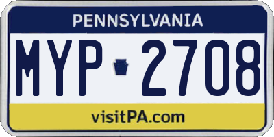 PA license plate MYP2708