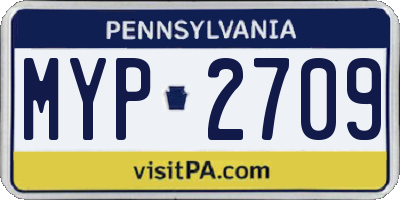 PA license plate MYP2709