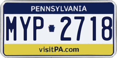 PA license plate MYP2718