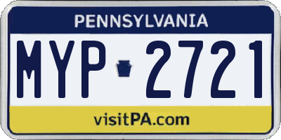 PA license plate MYP2721