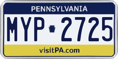 PA license plate MYP2725