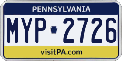 PA license plate MYP2726