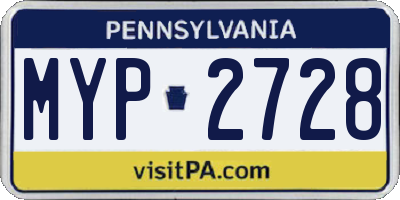 PA license plate MYP2728