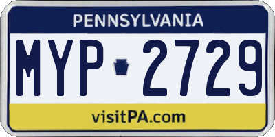 PA license plate MYP2729