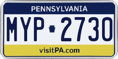 PA license plate MYP2730