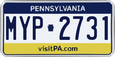 PA license plate MYP2731