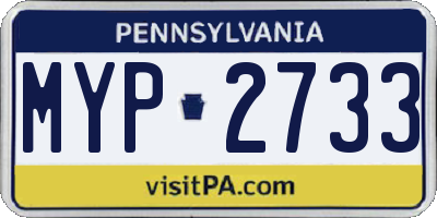 PA license plate MYP2733