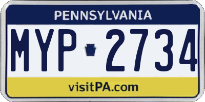 PA license plate MYP2734