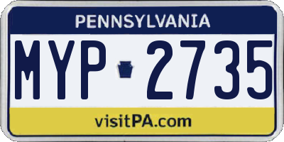 PA license plate MYP2735