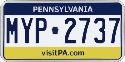 PA license plate MYP2737