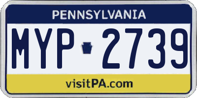 PA license plate MYP2739