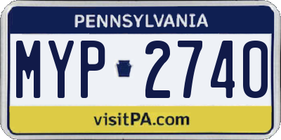 PA license plate MYP2740