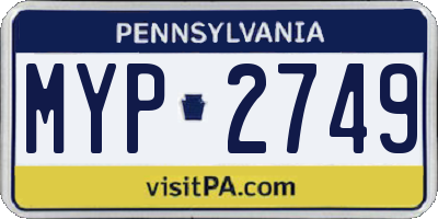 PA license plate MYP2749